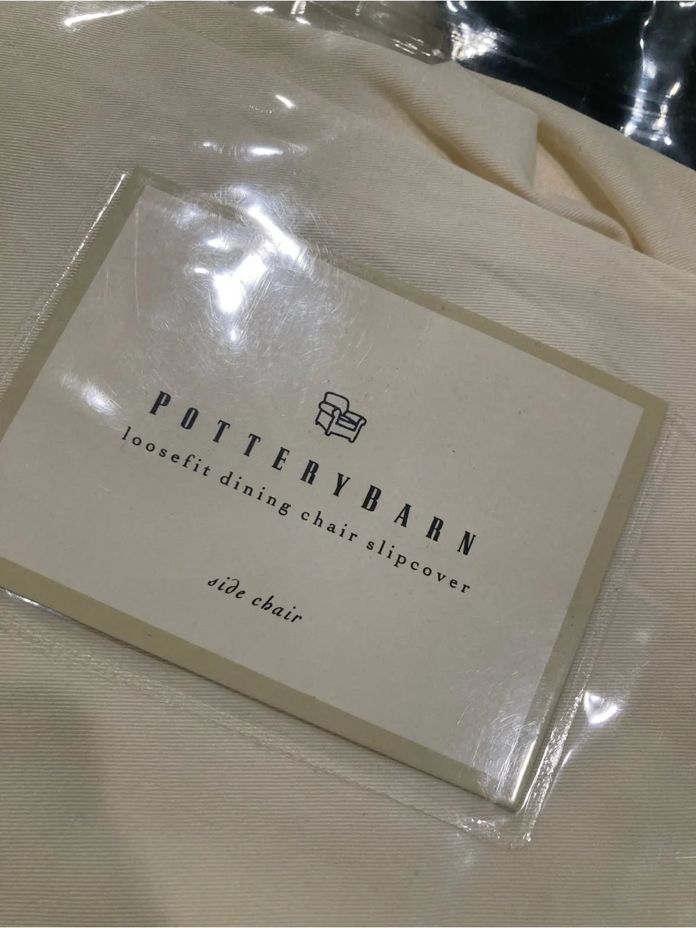 Pottery Barn Soft Cream Cotton Loose Fit Dining Chair slipcover